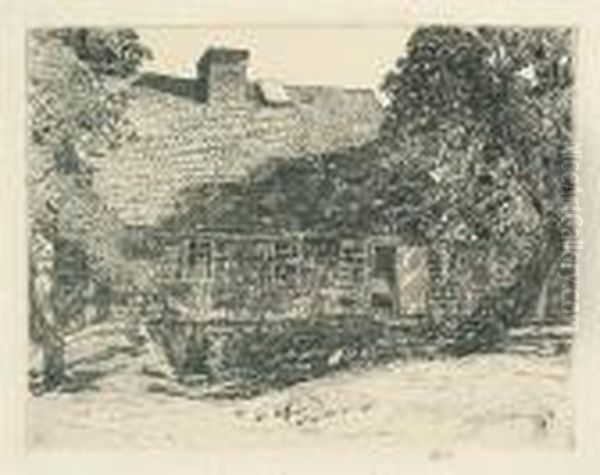 The Old Mulford House, Easthampton. Oil Painting by Childe Hassam