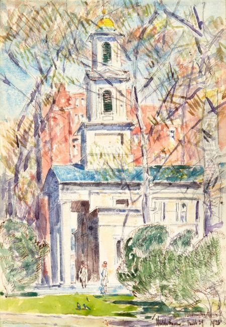 Washington Scene (st. John's Church) Oil Painting by Childe Hassam