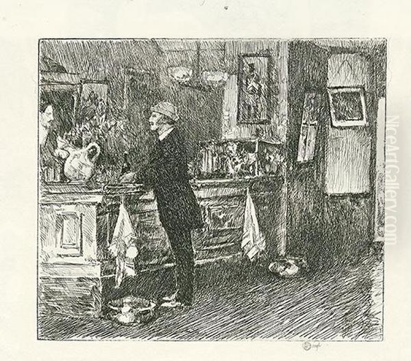 A New England Barroom. Oil Painting by Childe Hassam