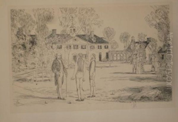 Mount Vernon, Washington's Home. Oil Painting by Childe Hassam