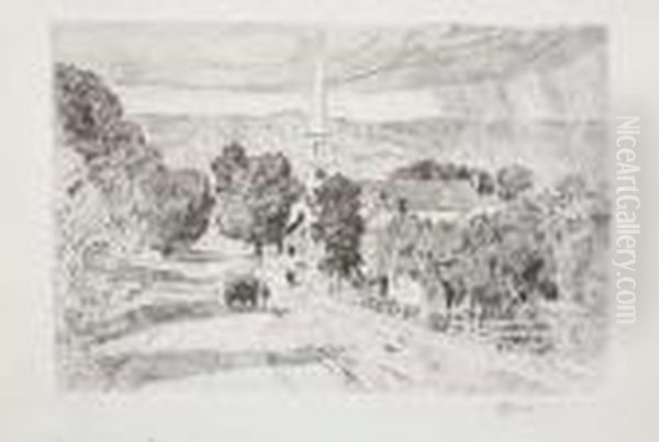 A Vermont Village Oil Painting by Childe Hassam