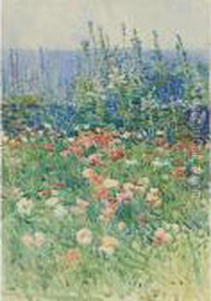 Flower Garden, Isles Of Shoals Oil Painting by Childe Hassam