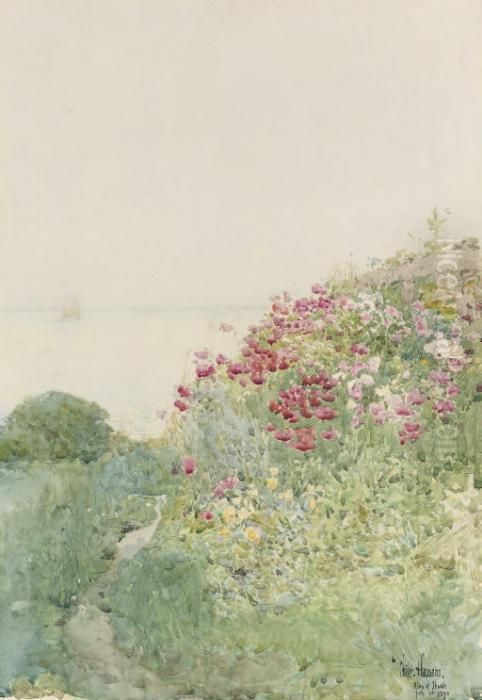 Field Of Poppies, Isles Of Shoals, Appledore Oil Painting by Childe Hassam