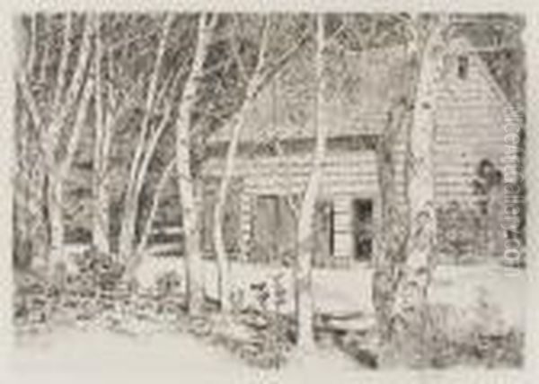 The Old Barn And Birches Oil Painting by Childe Hassam