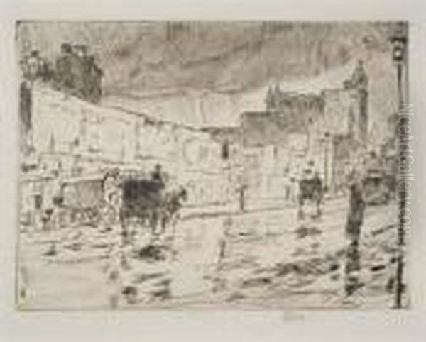 The Billboards, New York Oil Painting by Childe Hassam