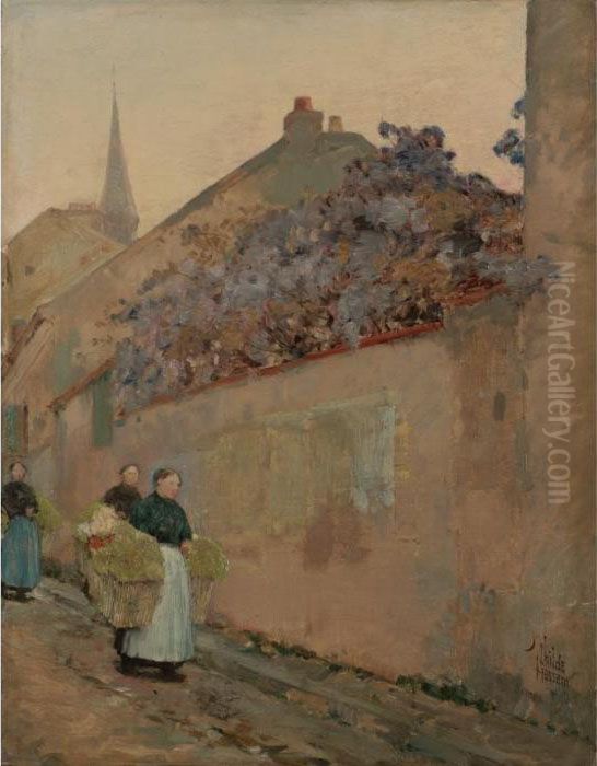 Street Scene In Sannois Oil Painting by Childe Hassam