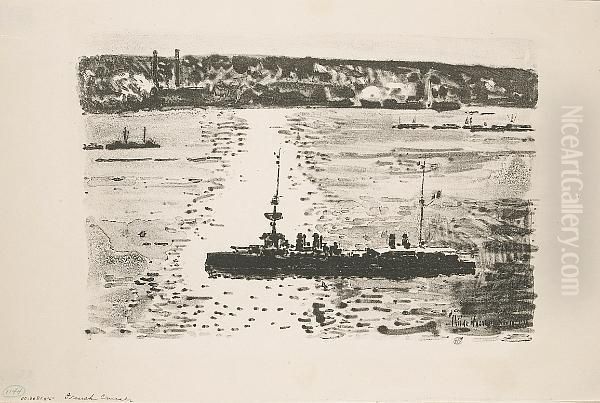 The French Cruiser (g. 13), 1918 Oil Painting by Childe Hassam