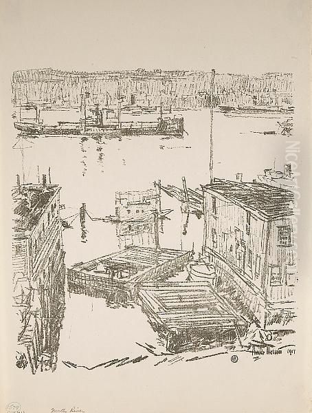 North River (g. 1), 1917 Oil Painting by Childe Hassam