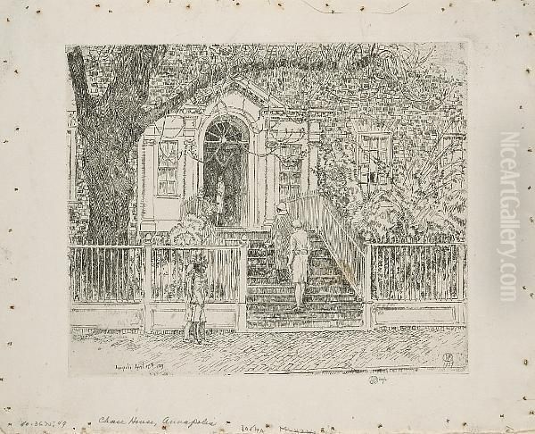 The Chase House (c. 309), 1929 Oil Painting by Childe Hassam