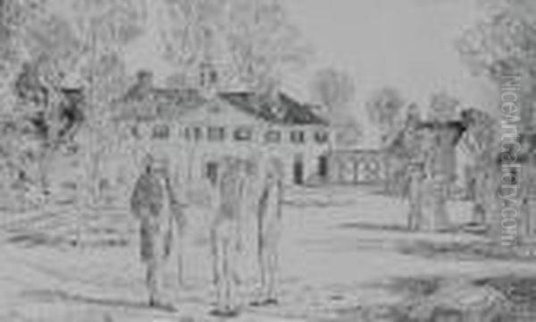 George Washington At Mount Vernon, Or Bowling On The Green Oil Painting by Childe Hassam