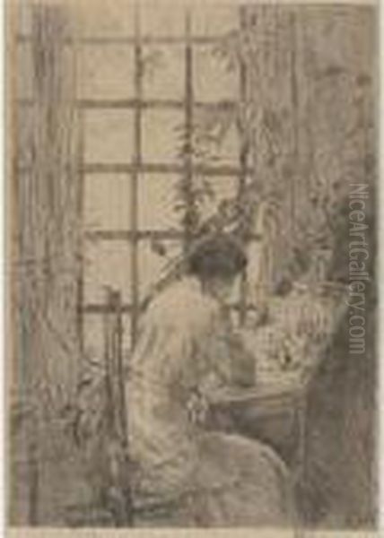 The Writing Desk (cortissoz/clayton 54) Oil Painting by Childe Hassam