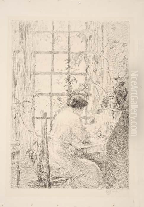 The Writing Desk Oil Painting by Childe Hassam