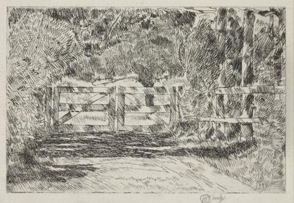 Green Gate Oil Painting by Childe Hassam