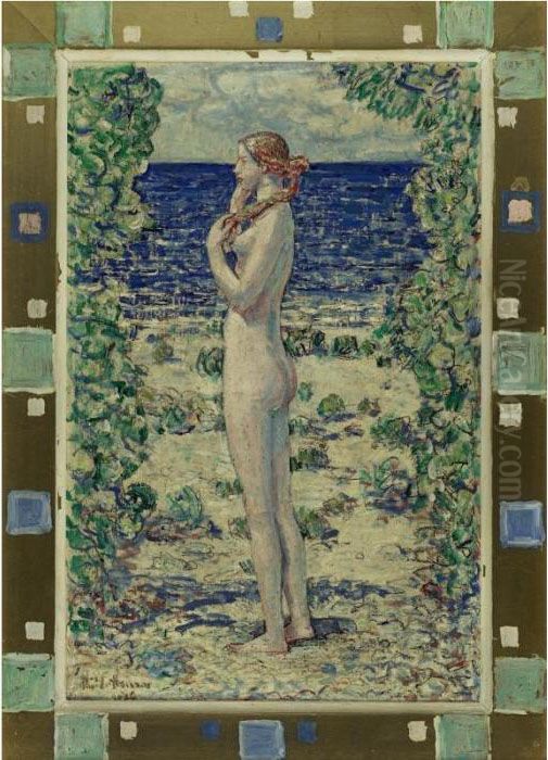 Sammie's Beach: Easthampton Oil Painting by Childe Hassam