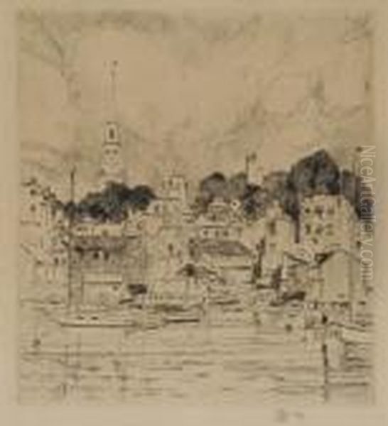 Newport Harbor Oil Painting by Childe Hassam