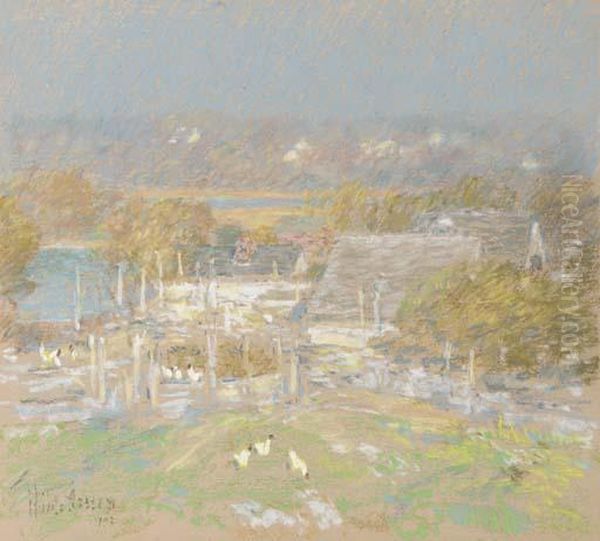 Chicken Yard Back Of The Holley House Oil Painting by Childe Hassam