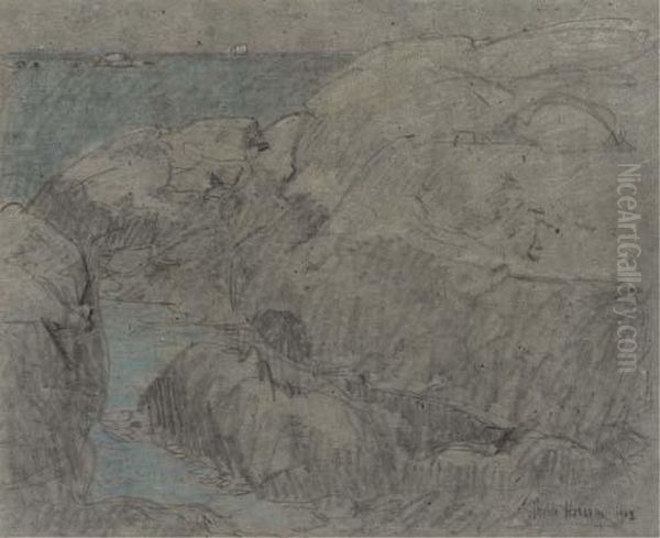 Rocks By The Ocean Oil Painting by Childe Hassam