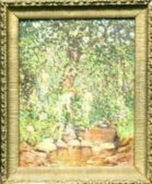 Bathers By A Stream Oil Painting by Childe Hassam