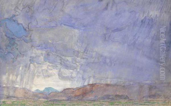 Thunderstorm On The Oregon Trail Oil Painting by Childe Hassam