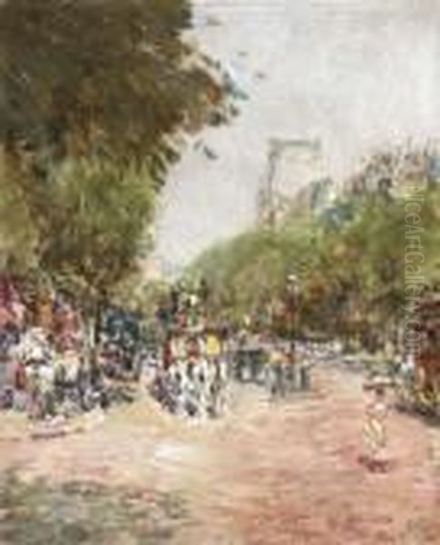 Rue Madeleine, Place De L'opera Oil Painting by Childe Hassam