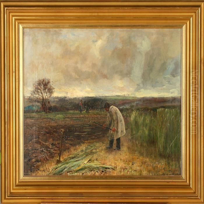 Harvest Scene Oil Painting by Claude Hayes