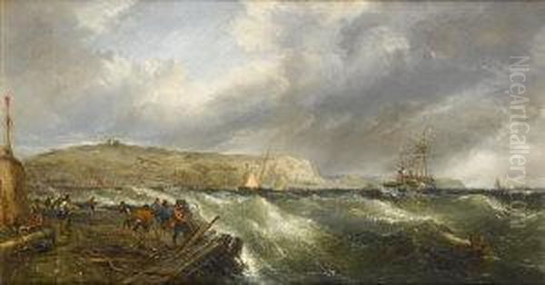 Hauling In After A Storm, Off Dover Oil Painting by Edwin Hayes