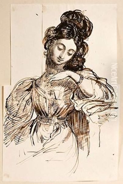 La Lettre Ou Portrait D'une Elegante Oil Painting by Sir George Hayter