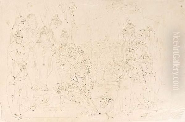 Scene De Couronnement Oil Painting by Sir George Hayter