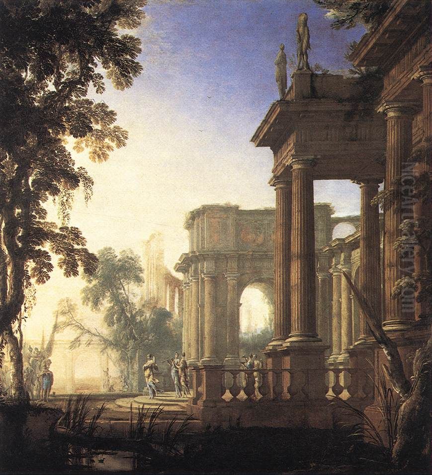 Landscape with Jephthah and his Daughter Oil Painting by Henri Mauperche