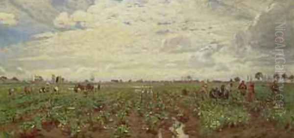 Fieldworkers Holland 1880s Oil Painting by David Murray