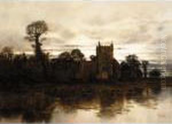 Church At Dusk Oil Painting by Karl Heffner