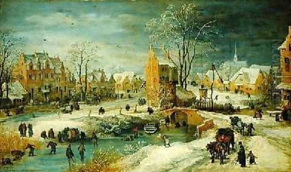Village in Winter Oil Painting by Josse de Momper