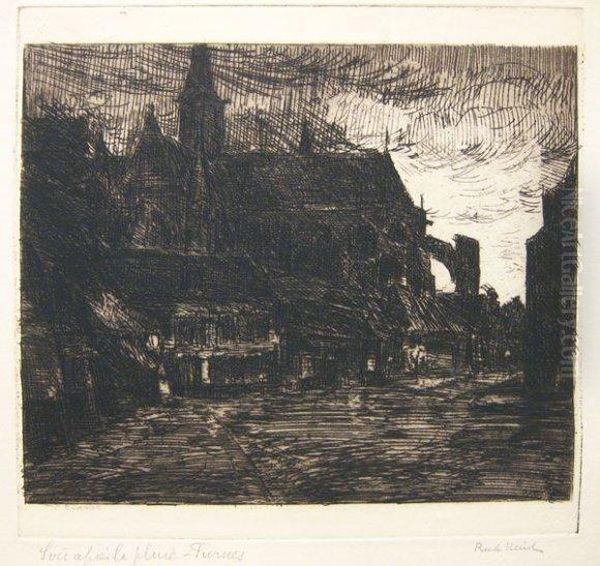 Soir Apres La Pluie. 
Furnes. Oil Painting by Richard Heintz