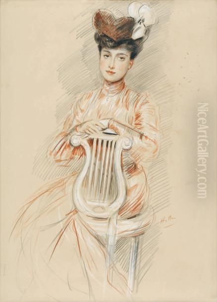 Elegante A La Chaise Longue Oil Painting by Paul Cesar Helleu