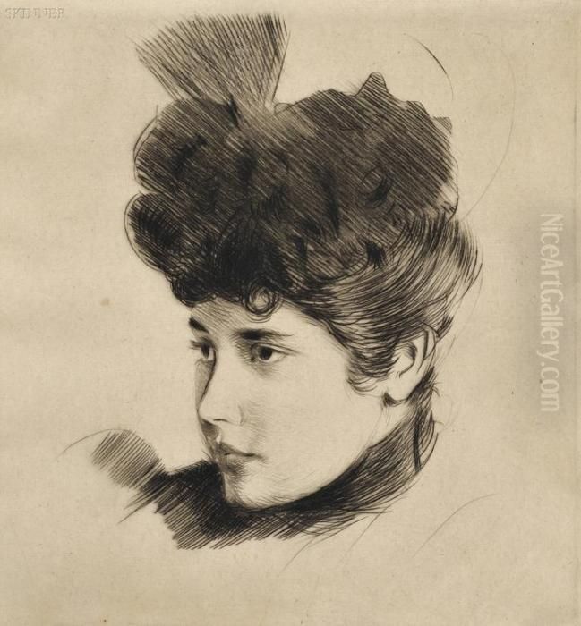 Mademoiselle Ellen Helleu Oil Painting by Paul Cesar Helleu