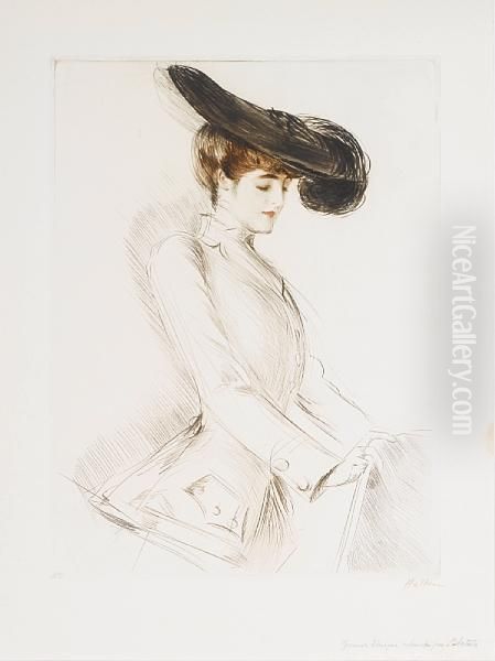Jeune Femme Les Yeux Baisses Oil Painting by Paul Cesar Helleu