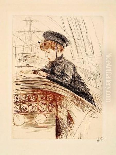 Le Yatch (jean Helleu) Oil Painting by Paul Cesar Helleu