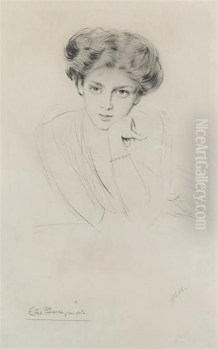Portrait Of A Lady Oil Painting by Paul Cesar Helleu
