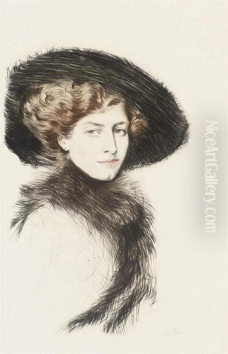 Portrait Of A Lady, Possibly Madame Letellier Oil Painting by Paul Cesar Helleu