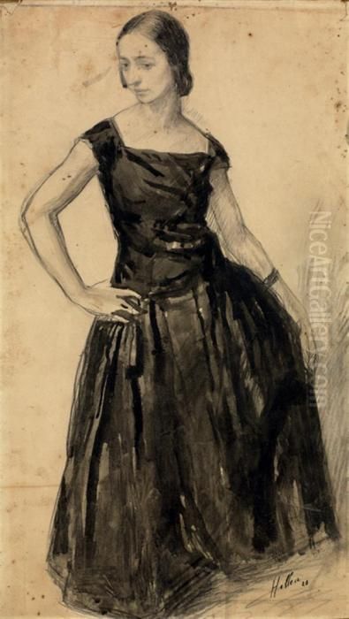 Portrait De Jeune Femme Oil Painting by Paul Cesar Helleu