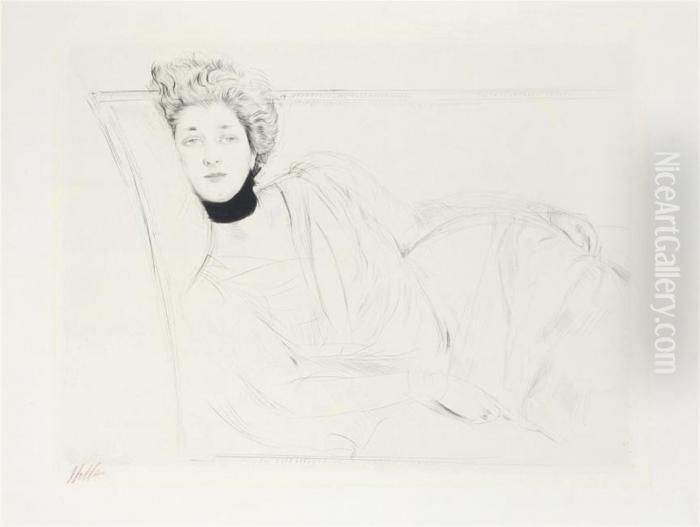 Femme Se Reposant Oil Painting by Paul Cesar Helleu