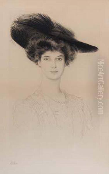 Femme Au Chapeau Oil Painting by Paul Cesar Helleu