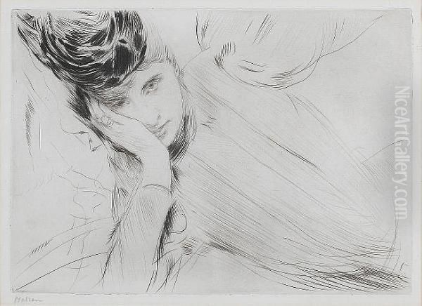 Lady Reclining Oil Painting by Paul Cesar Helleu