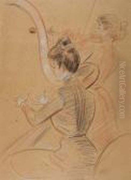 The Harpist And The Violinist Oil Painting by Paul Cesar Helleu