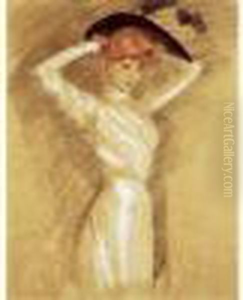 Portrait De Madame Helleu De Profil. Oil Painting by Paul Cesar Helleu