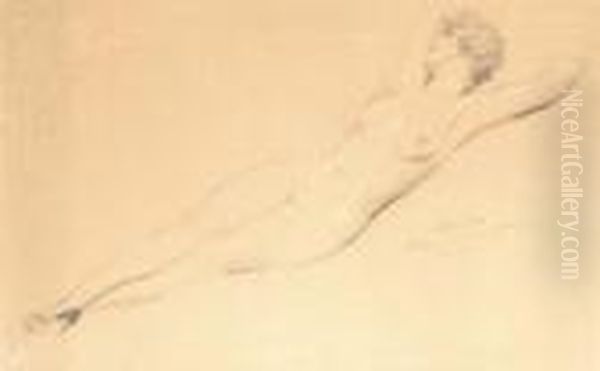 Reclining Nude Oil Painting by Paul Cesar Helleu