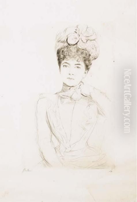 Elegante Oil Painting by Paul Cesar Helleu