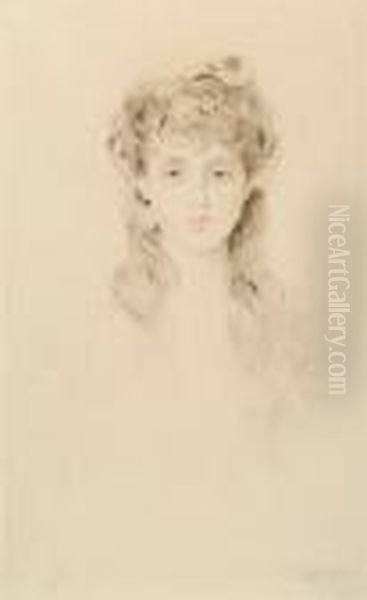 A Portrait Of A Young Girl Oil Painting by Paul Cesar Helleu