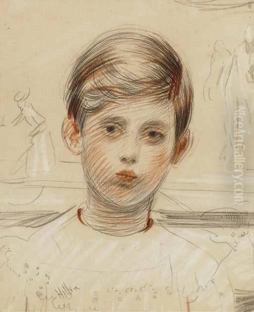 Portrait De Jean Helleu A Dix Ans Oil Painting by Paul Cesar Helleu