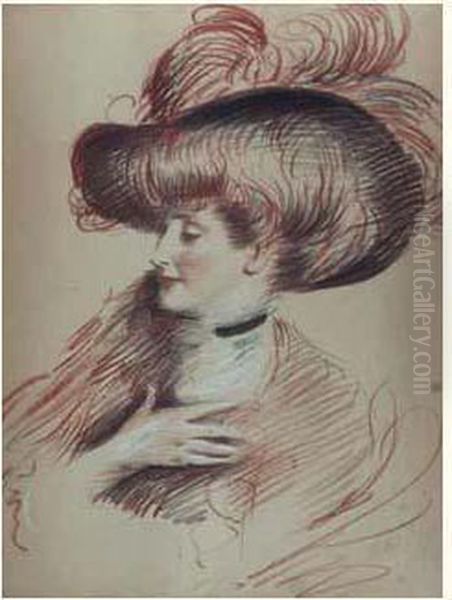 Portrait De Madame De Guern, Nee
 Colb Bernard Amie De Paul-cesar Helleu. Ils Se Rencontraient A 
Trouville Oil Painting by Paul Cesar Helleu